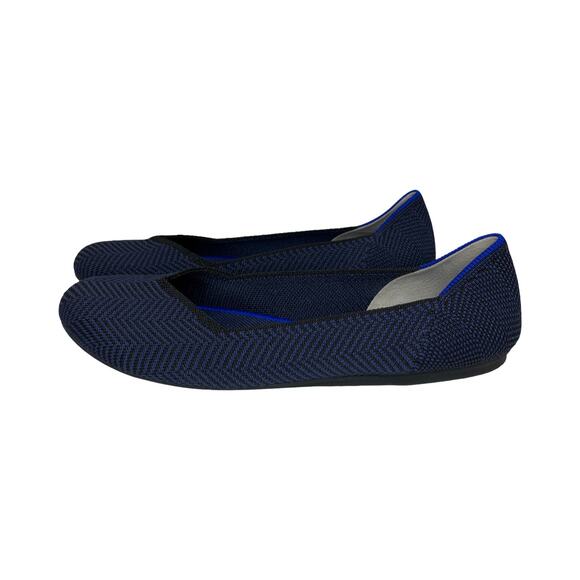 Rothy’s The Flat Women’s 9 Navy Metallic Herringbone Knit Ballet Flats - Picture 2 of 9